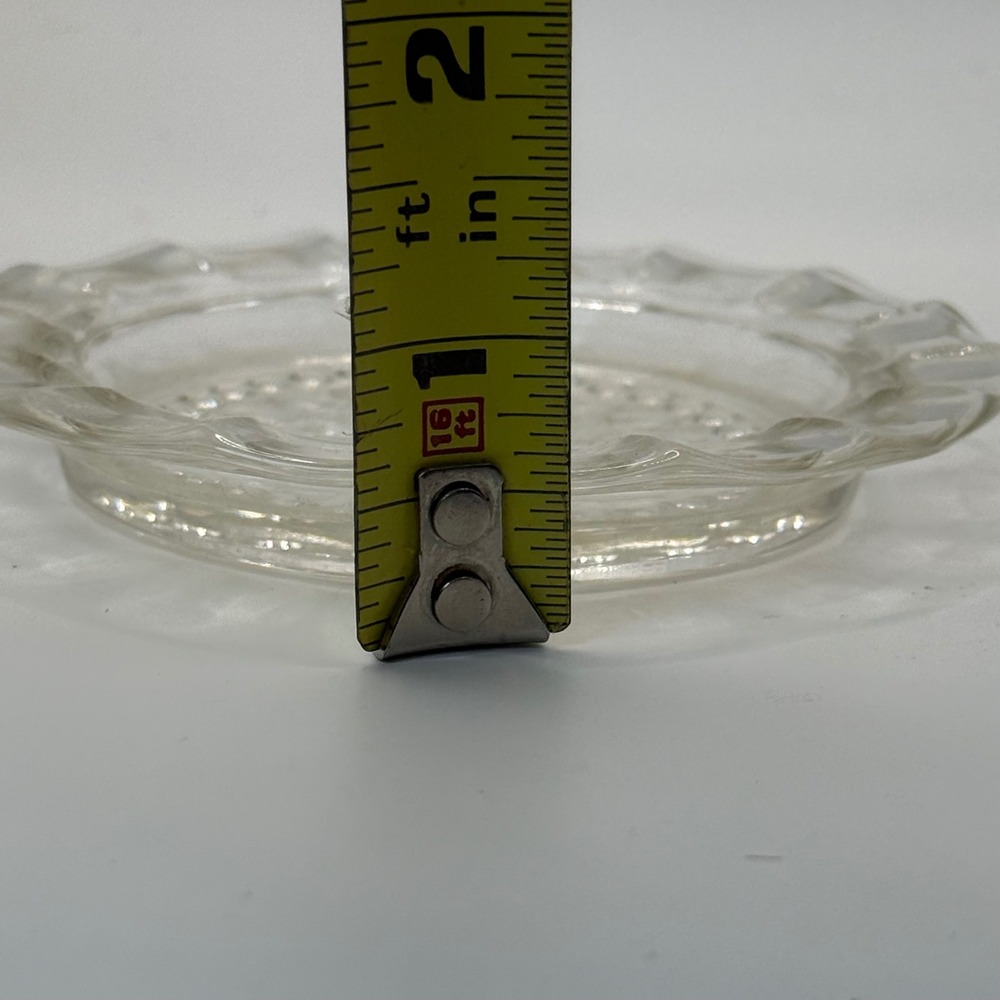 Vintage Clear Pressed Glass Hobnail Sunburst Scalloped Edge Ashtray Trinket Dish - Picture 5 of 5